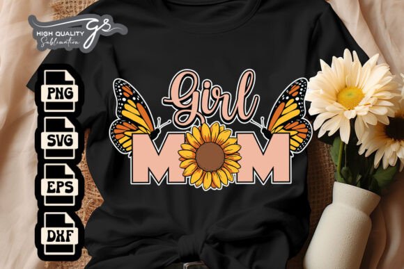 Girl Mom with Sunflowers Mothers Day SVG for Crafts and Graphics