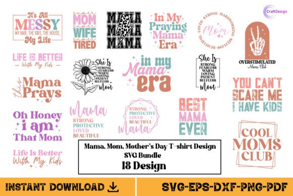 Mama Mom Mother s Day Shirt SVG Bundle Graphics and Crafts