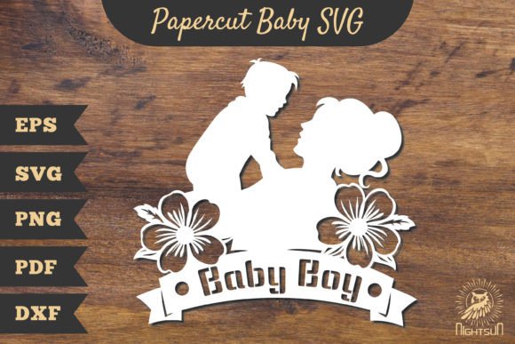 Mom and Baby Boy Papercut SVG 2 – A Versatile Graphic Design Asset for Creative Branding