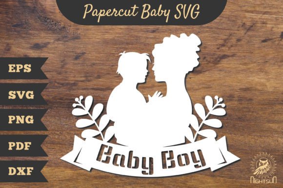 Mom and Baby Boy Papercut SVG 3: A Versatile Graphic Design Asset for Crafts