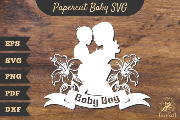 Mom and Baby Boy Papercut SVG 5 – A Versatile Graphic for Crafting