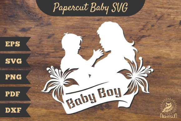 Mom and Baby Boy Papercut SVG for Crafts & Graphics
