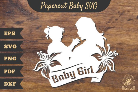 Mom and Baby Girl Papercut SVG 1 – A Versatile Graphic for Crafts and Merch