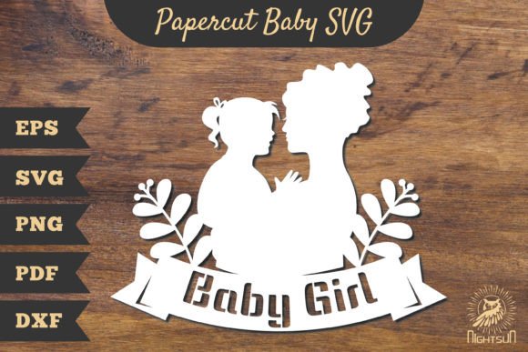 Mom and Baby Girl Papercut SVG 3: A Versatile Graphic Design Asset for Crafts