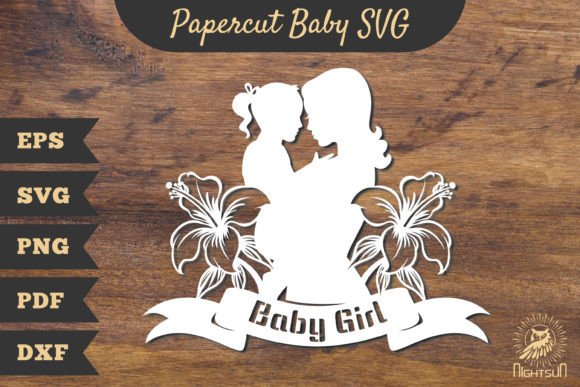 Mom and Baby Girl Papercut SVG 5: A Versatile Graphic for Crafts and Branding