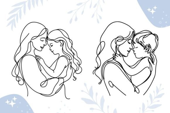Mother's Day Mom with Son and Daughter SVG: A Versatile Graphic Design Asset for Bloggers and Content Creators